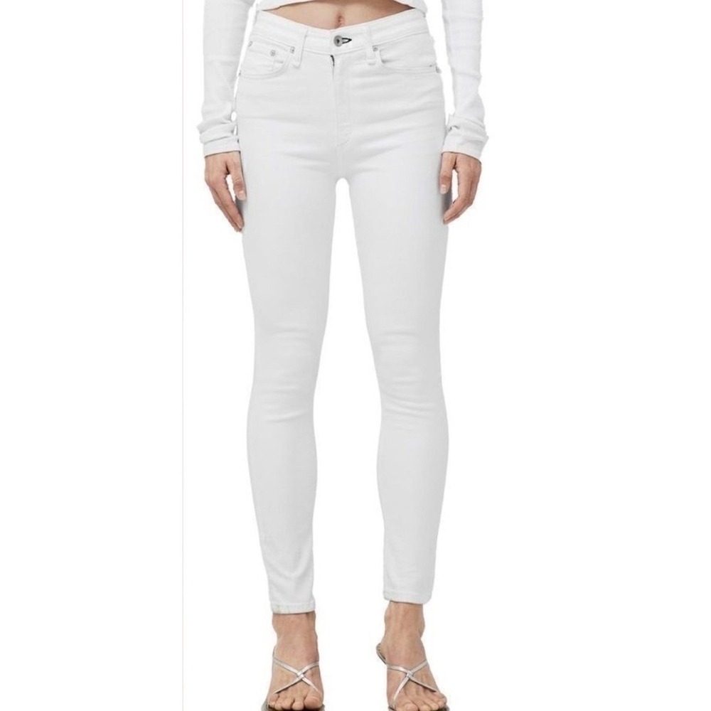 Rag & Bone Skinny Jeans High Rise Stretch White Denim Womens Size 25